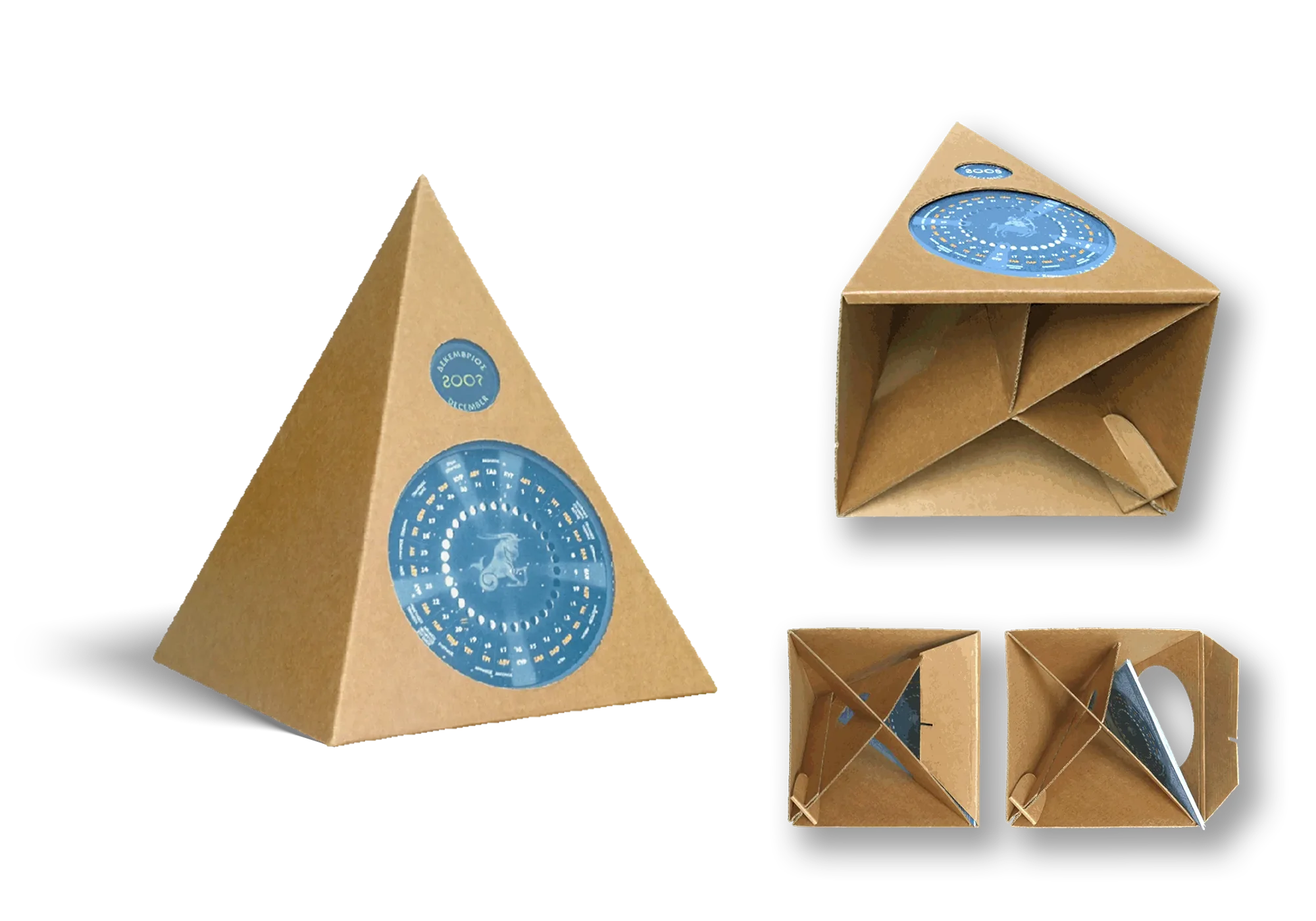 Saligram Circular Lunisolar Pyramid Calendar // 12 monthly cards in circular format.